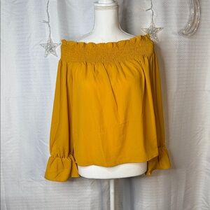 Chic Mustard Off-Shoulder Blouse